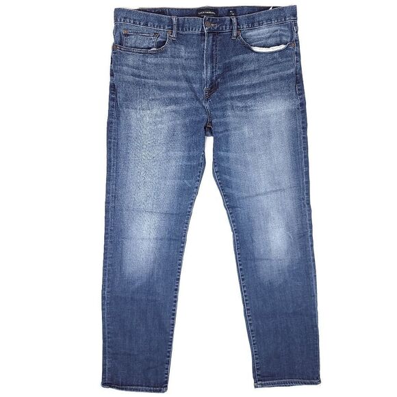Lucky Brand 121 Slim Jeans Mens 38x31 Dark Blue Stretch Designer 11.5" Rise - Picture 1 of 8
